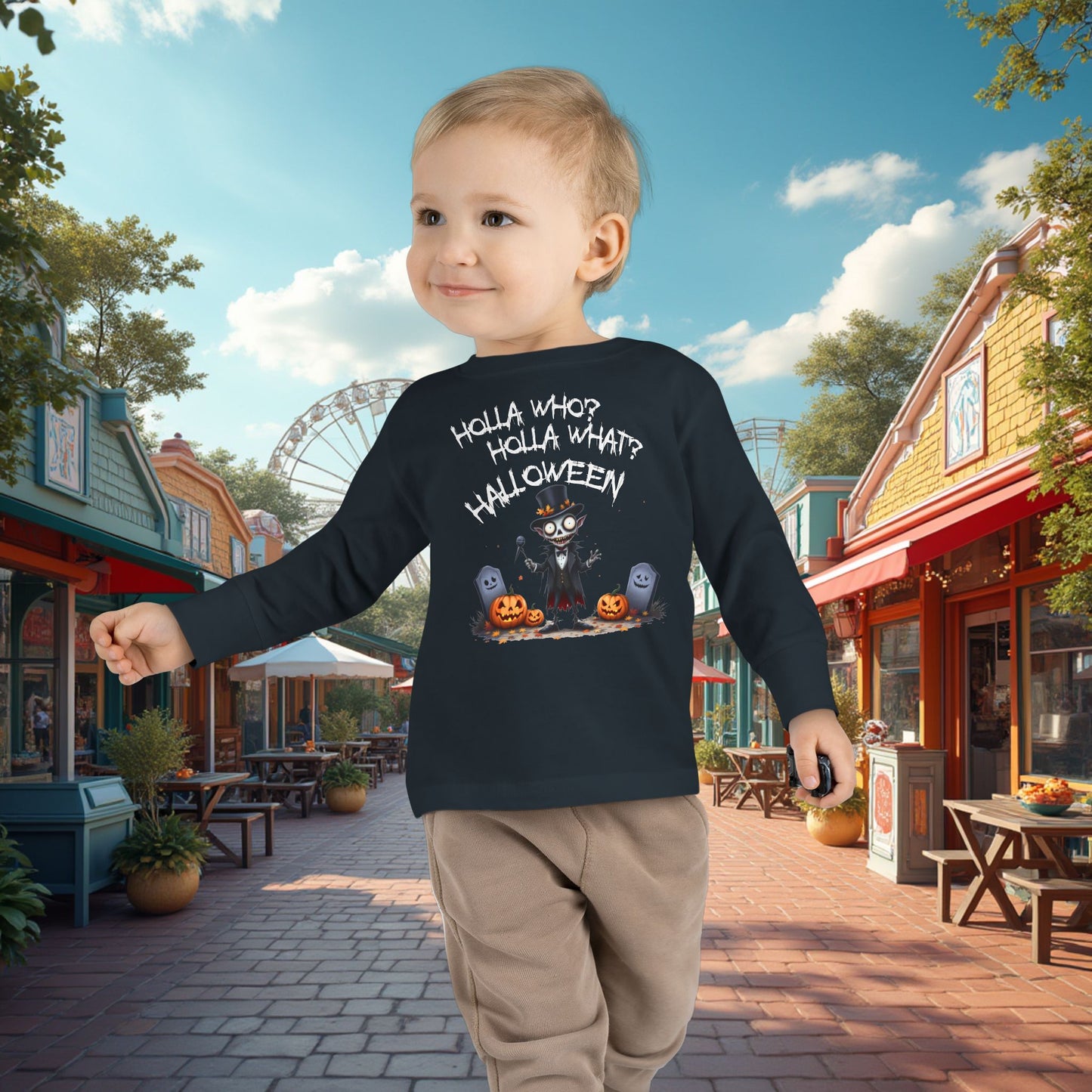 Toddler's "Holla Who, Holla What, Halloween" Long Sleeve T-shirt