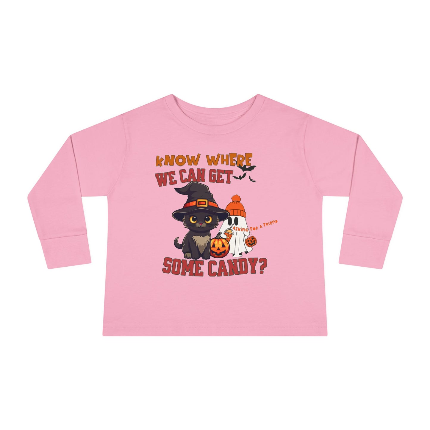 Toddler's Halloween Long Sleeve T-shirt "Know Where I Can Get Some Candy"