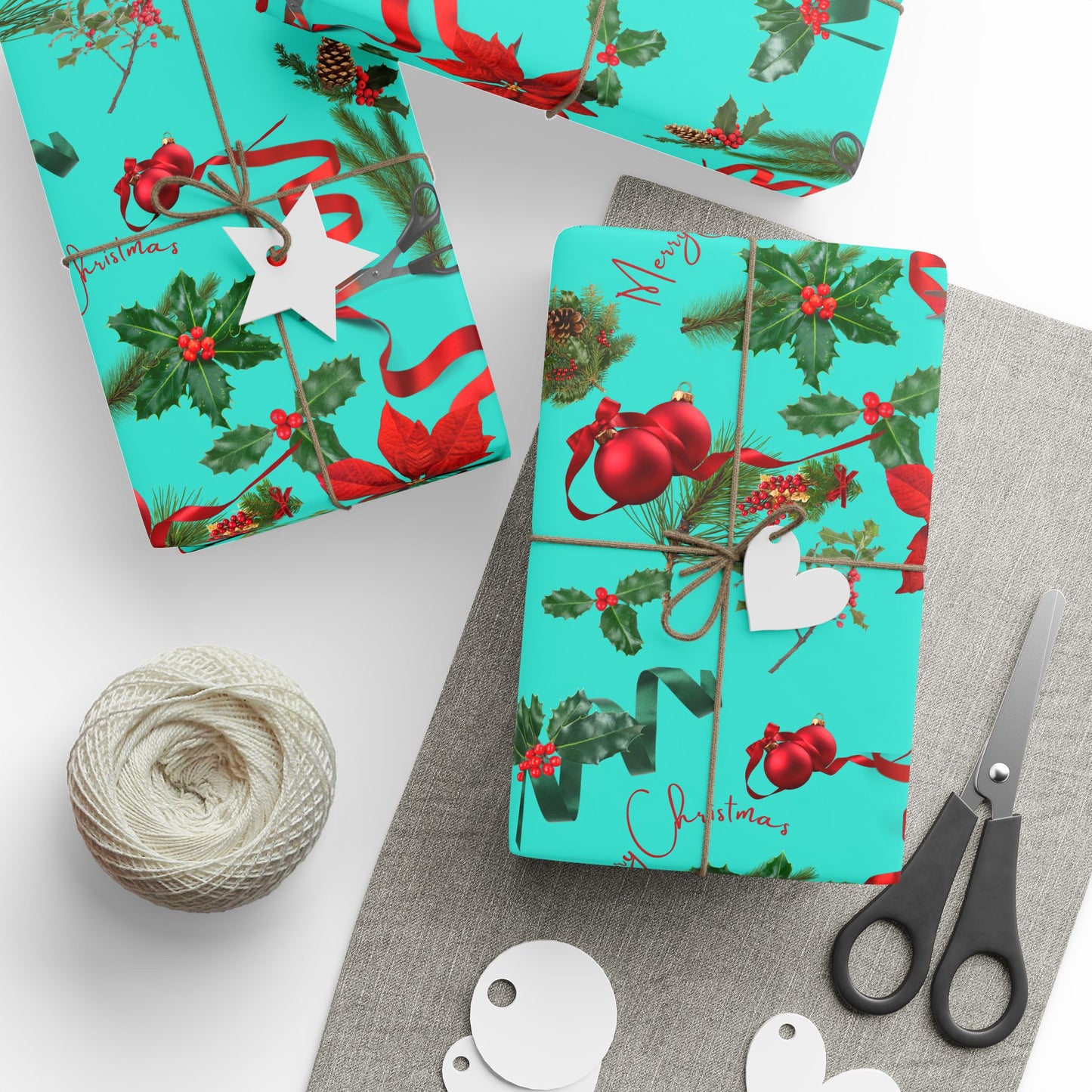 Merry Christmas Turquoise Wrapping Papers