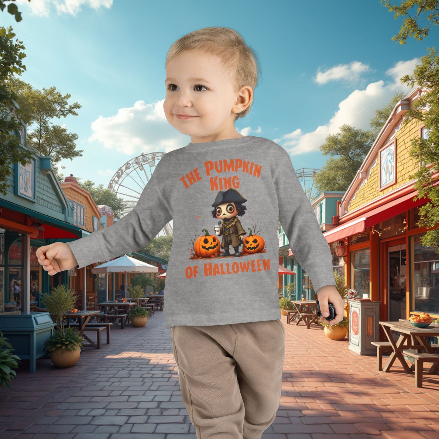 Toddler's Halloween Long Sleeve T-shirt "The Pumpkin King Of Halloween"