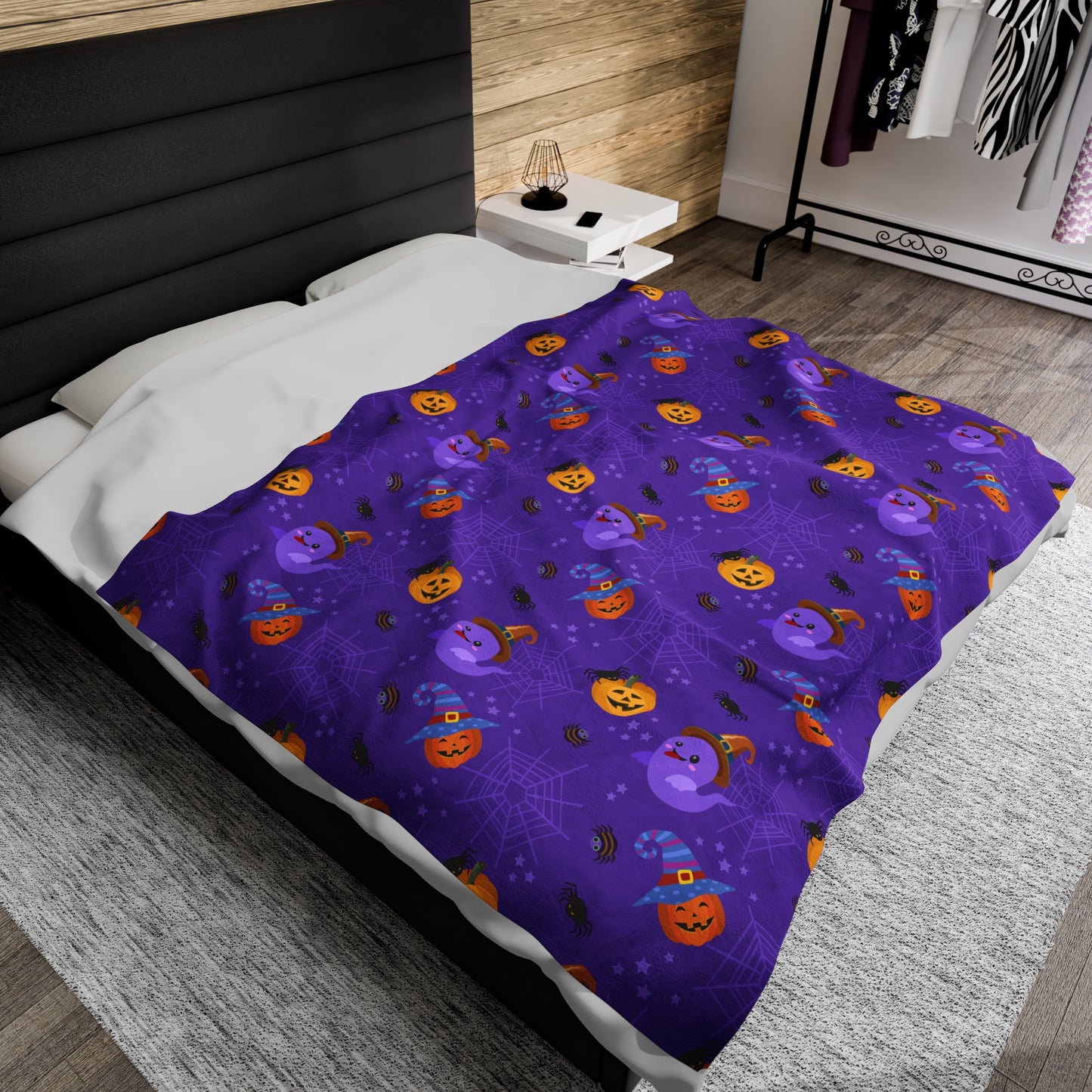 Purple Halloween Velveteen Plush Blanket