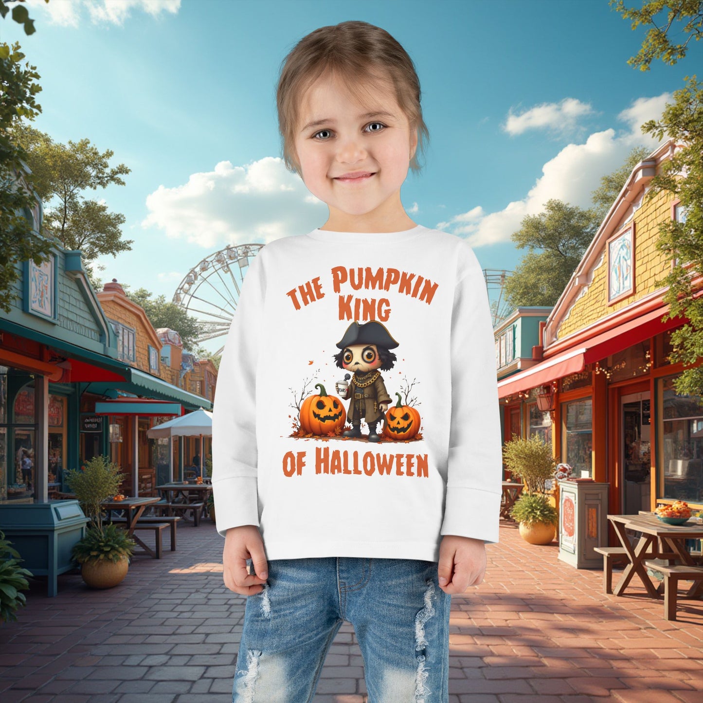 Toddler's Halloween Long Sleeve T-shirt "The Pumpkin King Of Halloween"