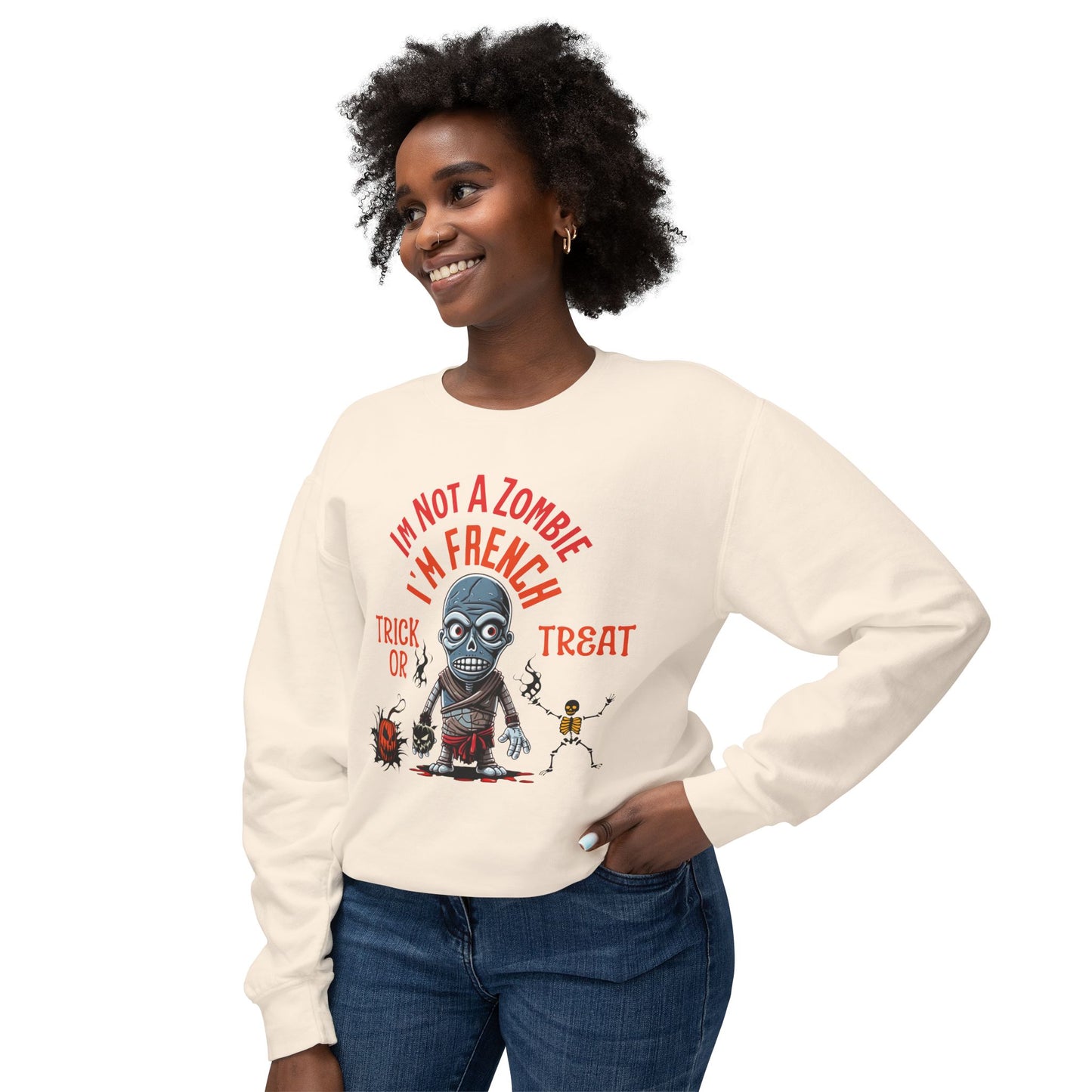 Zombie Trick Or Treater Sweatshirt - I'm Not A Zombie, I'm French