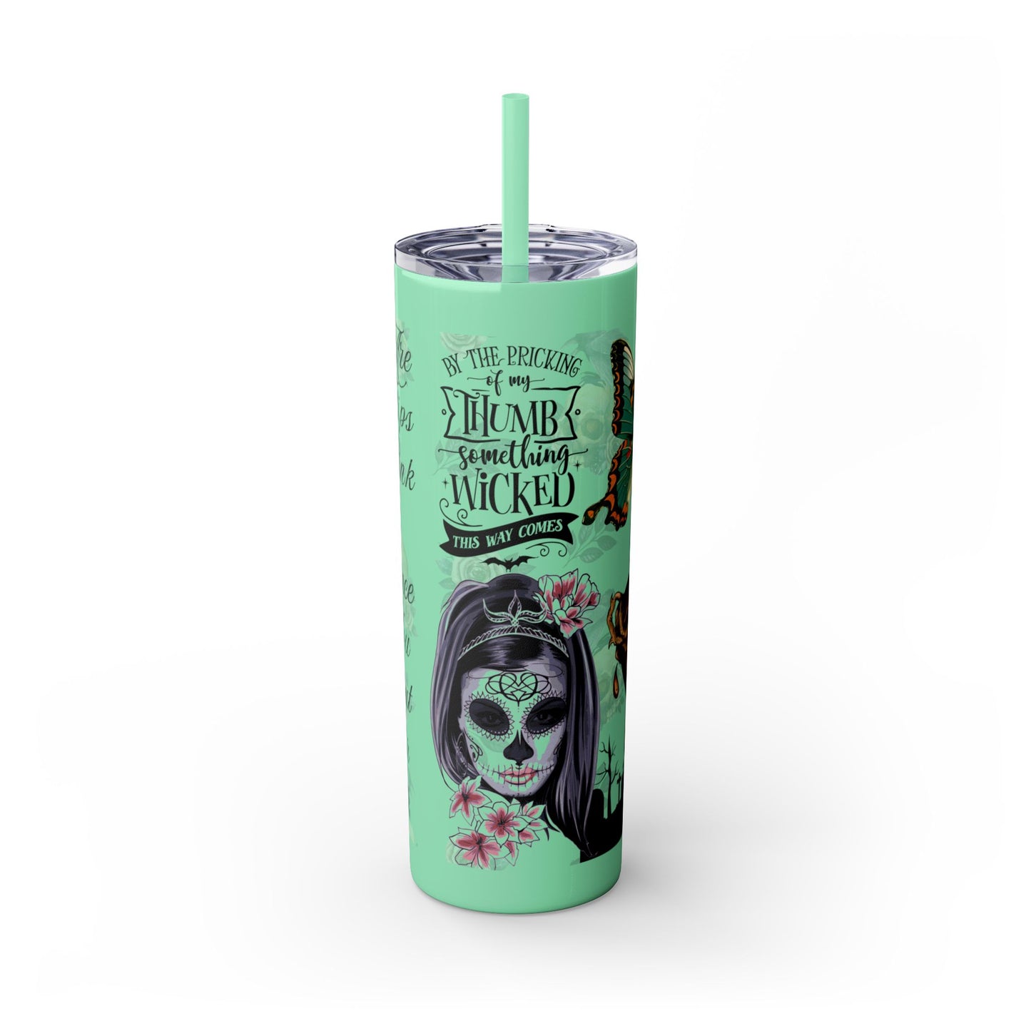 "Roses Are Red" Skinny Tumbler with Straw, 20oz