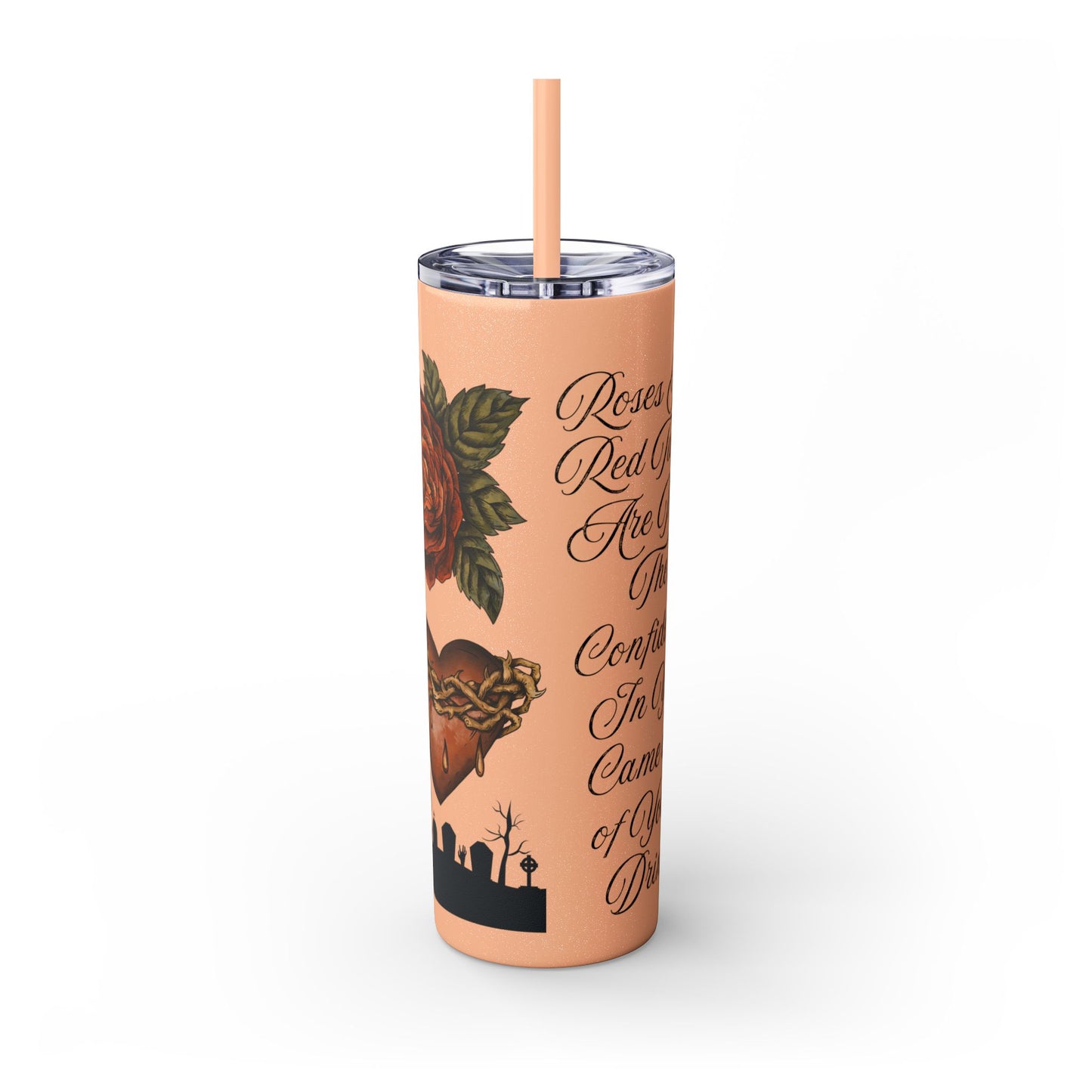 "Something Wicked This Way Comes" Skinny Tumbler with Straw, 20oz