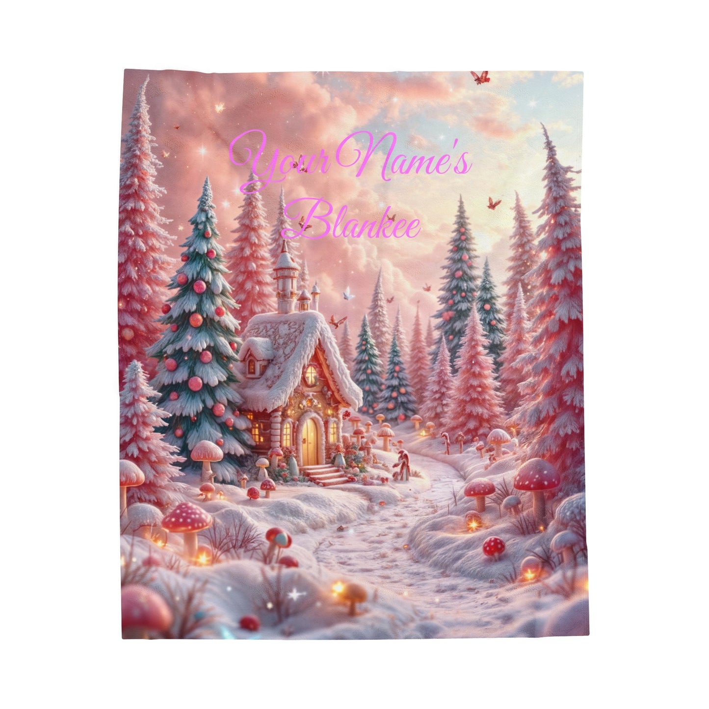 Personalized Christmas Village Blanket - Plush Velveteen