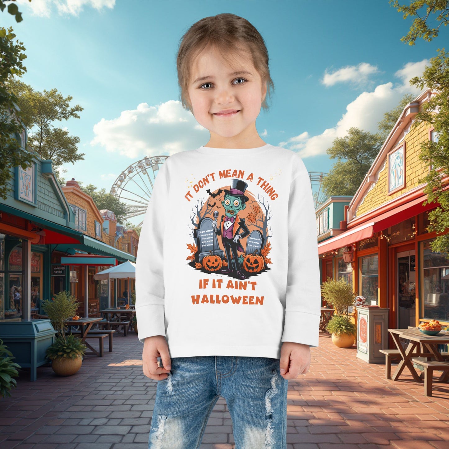 Toddler's Halloween Long Sleeve T-shirt "It Don't Mean A Thing If It Ain't Halloween"