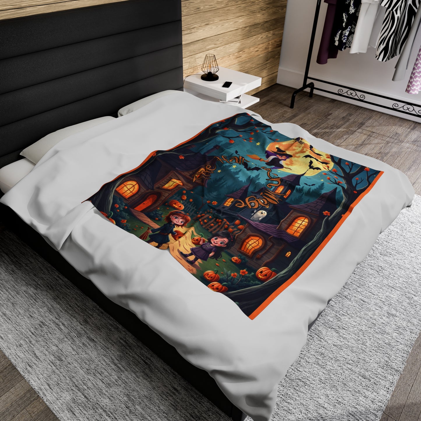 The Halloween Village Velveteen Plush Blanket