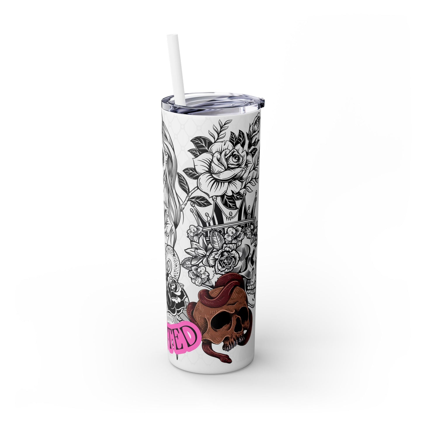 "Haunted" Skinny Tumbler with Straw, 20oz