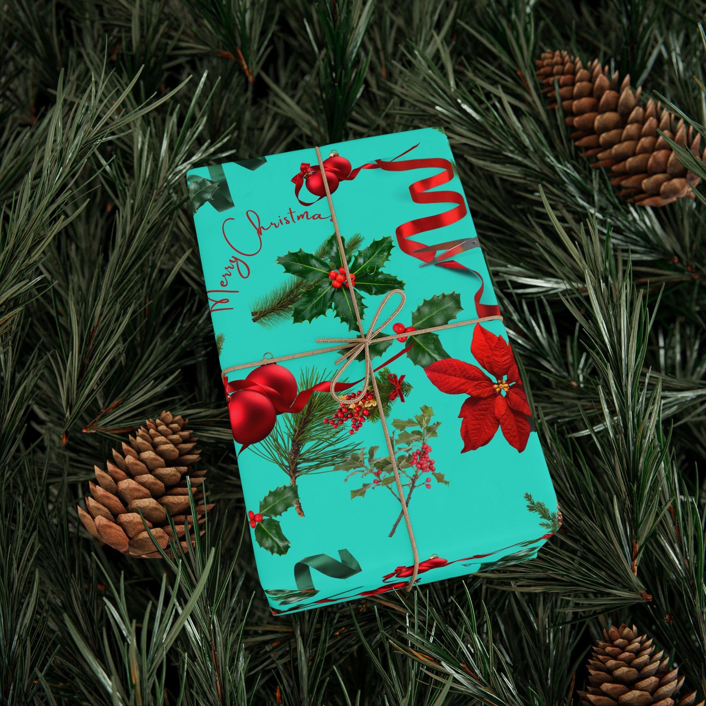 Merry Christmas Turquoise Wrapping Papers