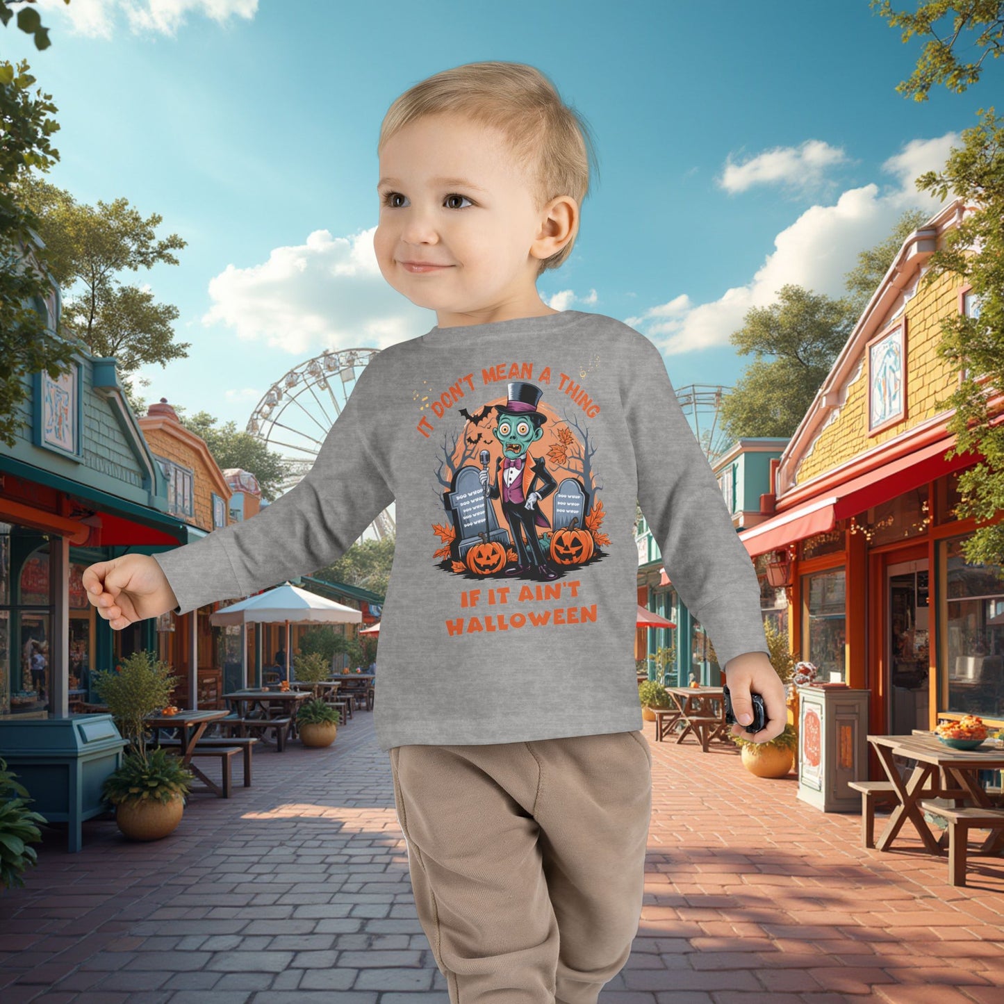 Toddler's Halloween Long Sleeve T-shirt "It Don't Mean A Thing If It Ain't Halloween"