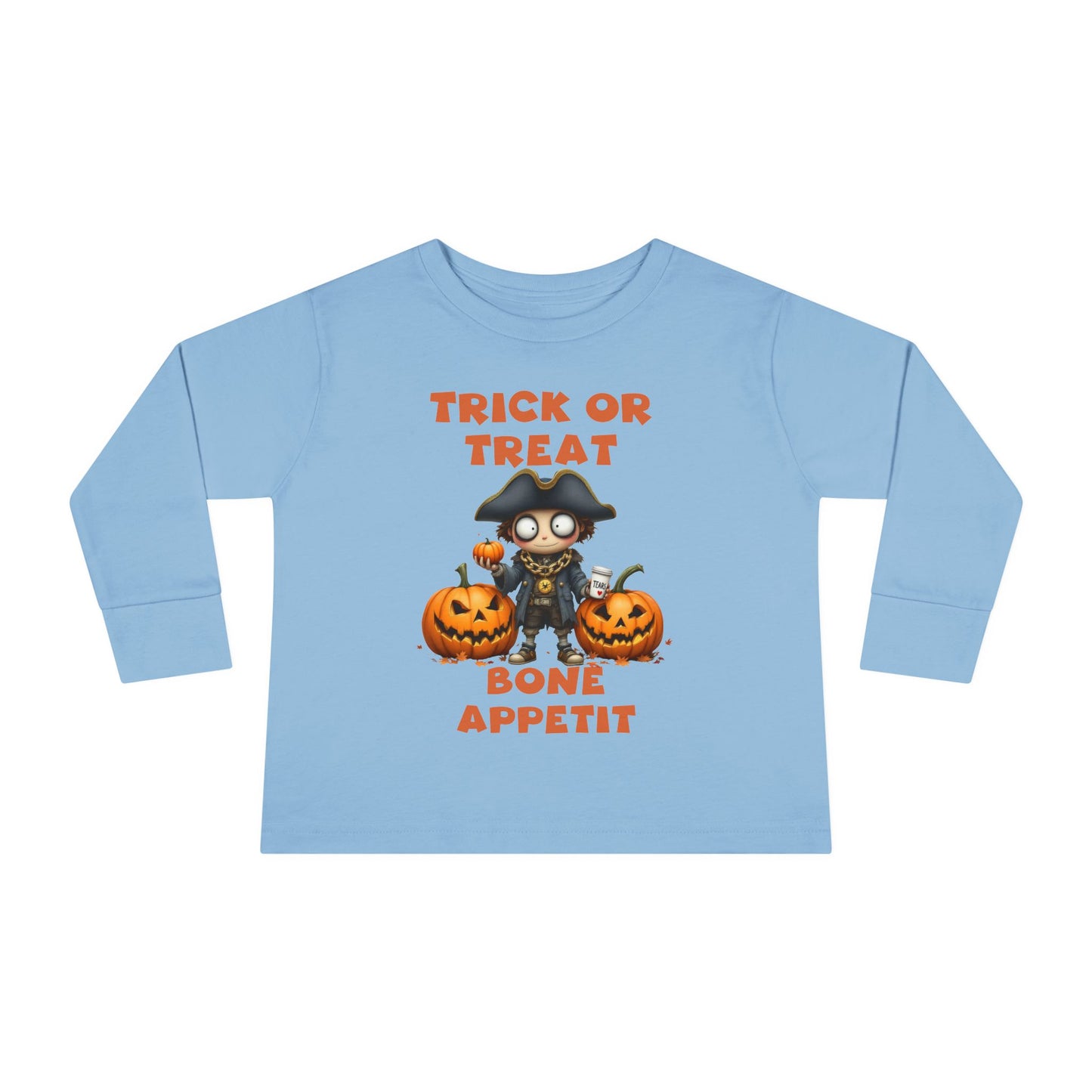 Toddler's "Trick or Treat, Bon Appetit" Halloween Long Sleeve T-shirt