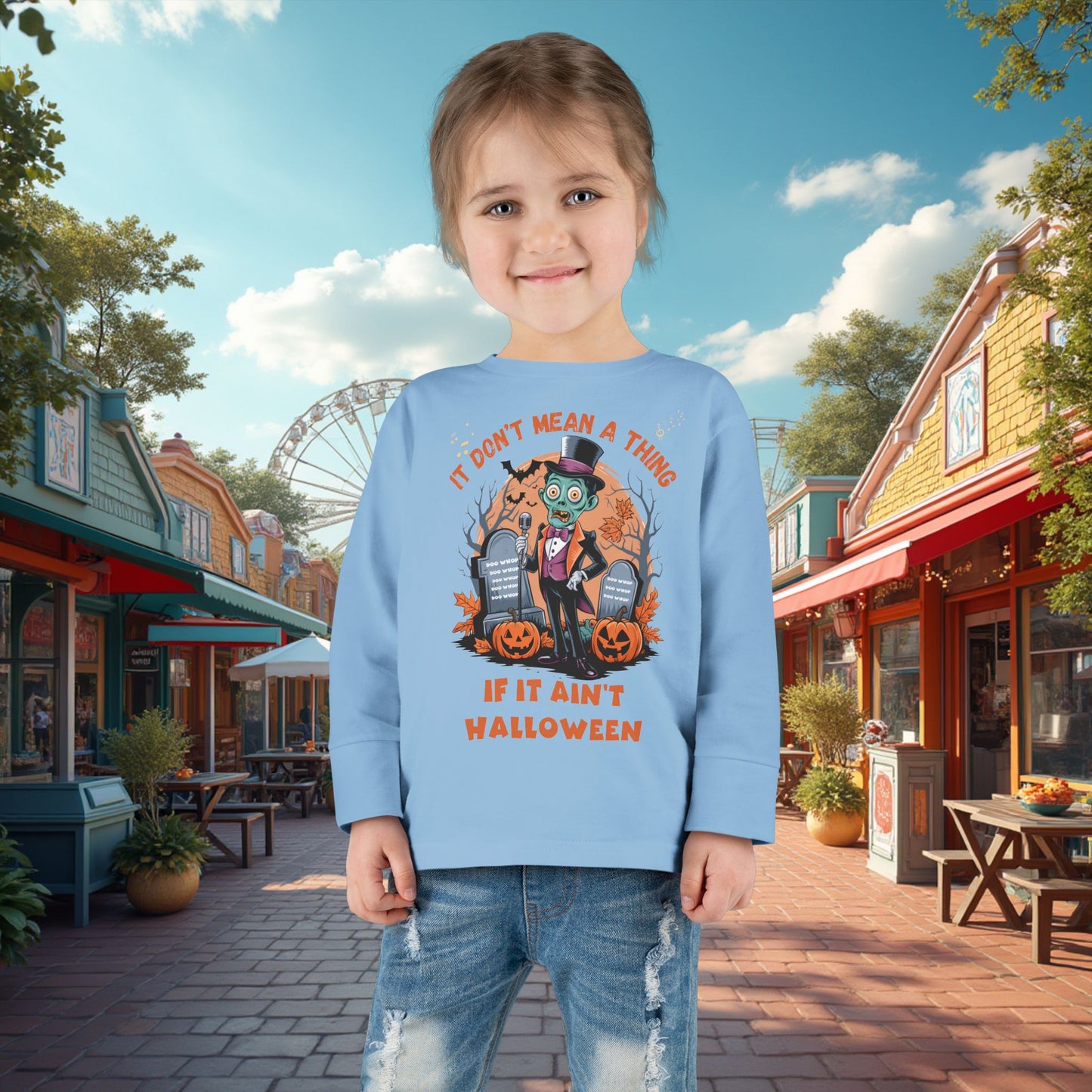 Toddler's Halloween Long Sleeve T-shirt "It Don't Mean A Thing If It Ain't Halloween"