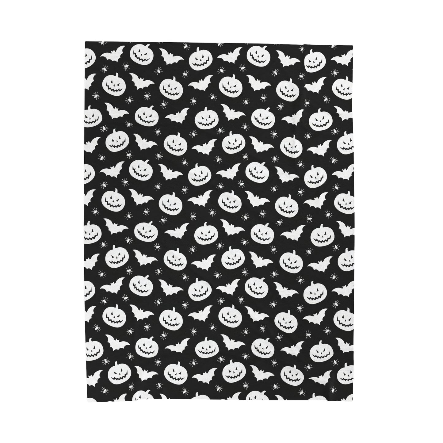 Black & White Pumpkin, Bat Velveteen Plush Blanket