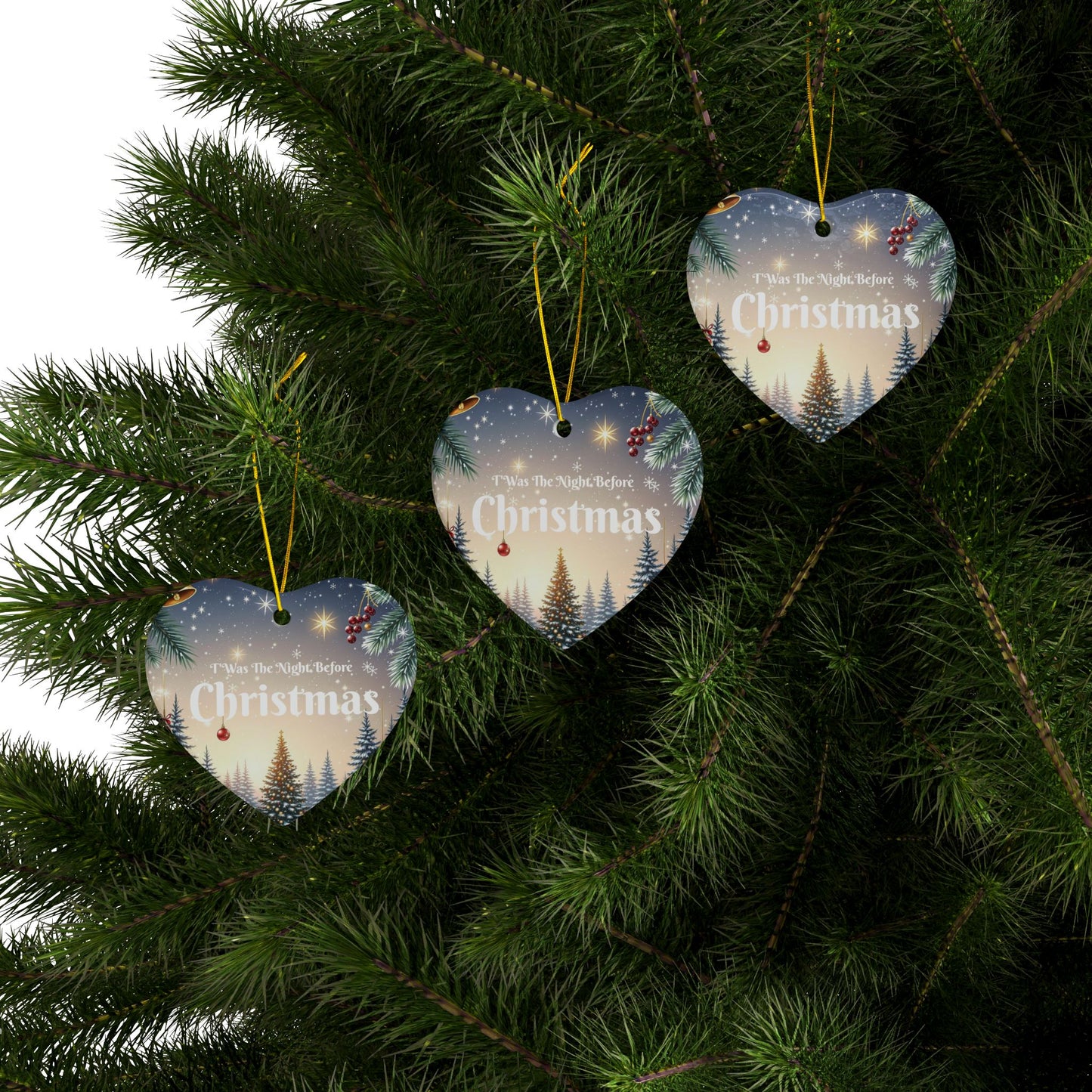 T'was The Night Before Christmas Ornaments - Ceramic, 2-Side Print, (1pc, 3pcs, 5pcs, 10pcs)