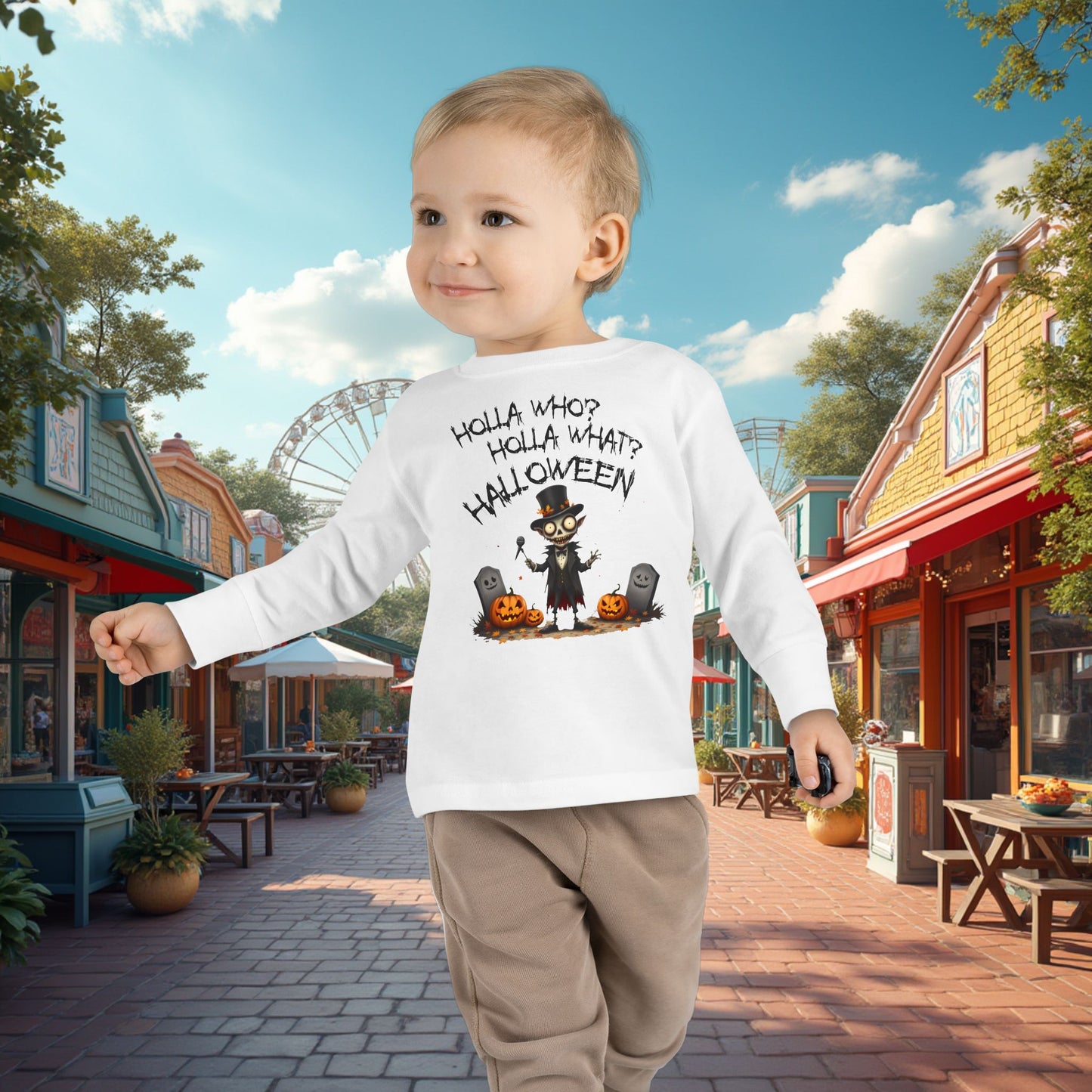 Toddler's "Holla Who, Holla What, Halloween" Long Sleeve T-shirt