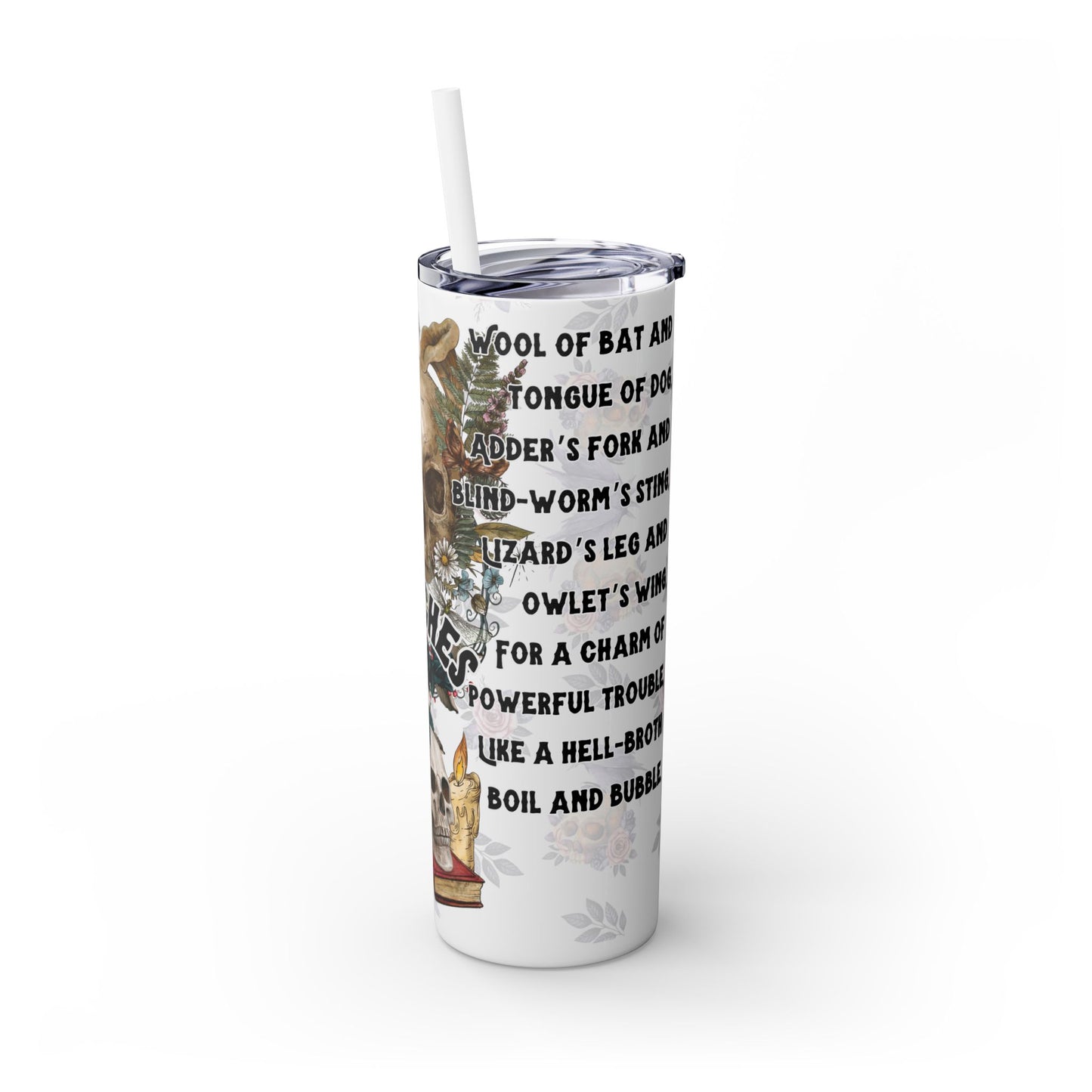 "Witches Spell" Skinny Tumbler with Straw, 20oz