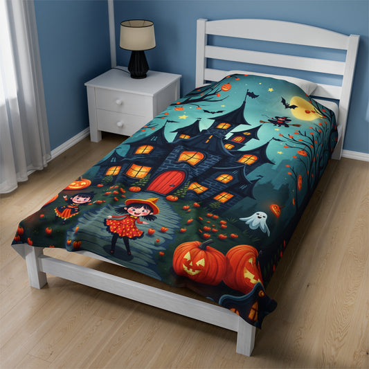 The Eve Before Halloween - Velveteen Plush Blanket