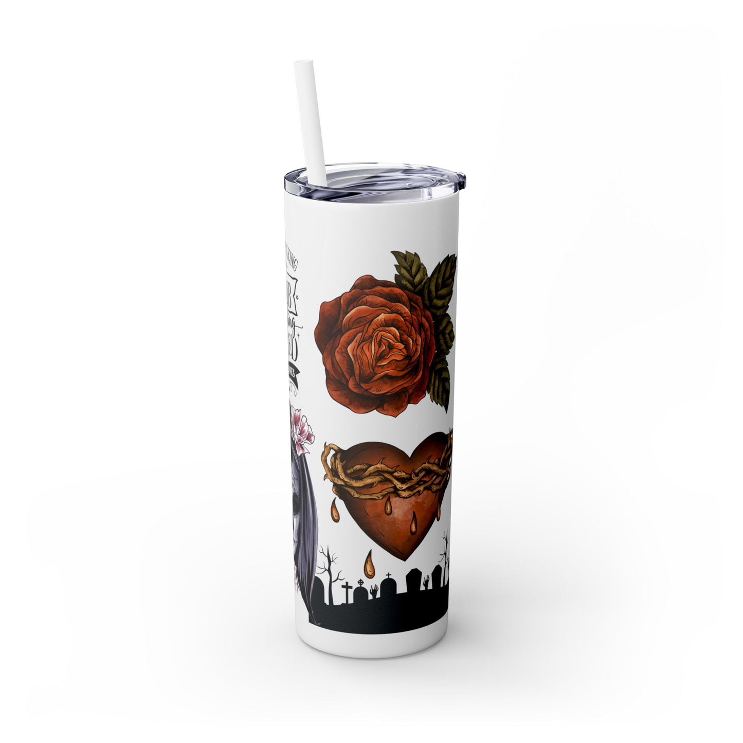 "Something Wicked This Way Comes" Skinny Tumbler with Straw, 20oz