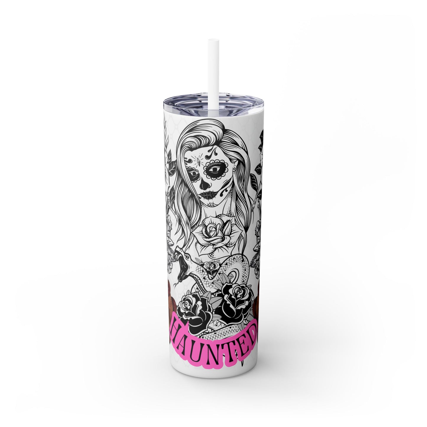 "Haunted" Skinny Tumbler with Straw, 20oz