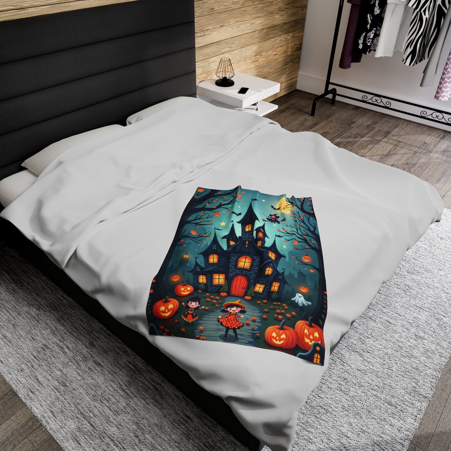 The Eve Before Halloween - Velveteen Plush Blanket