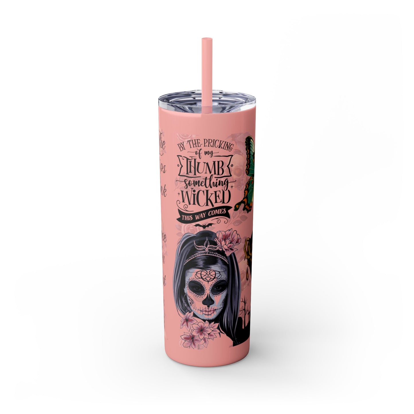 "Roses Are Red" Skinny Tumbler with Straw, 20oz