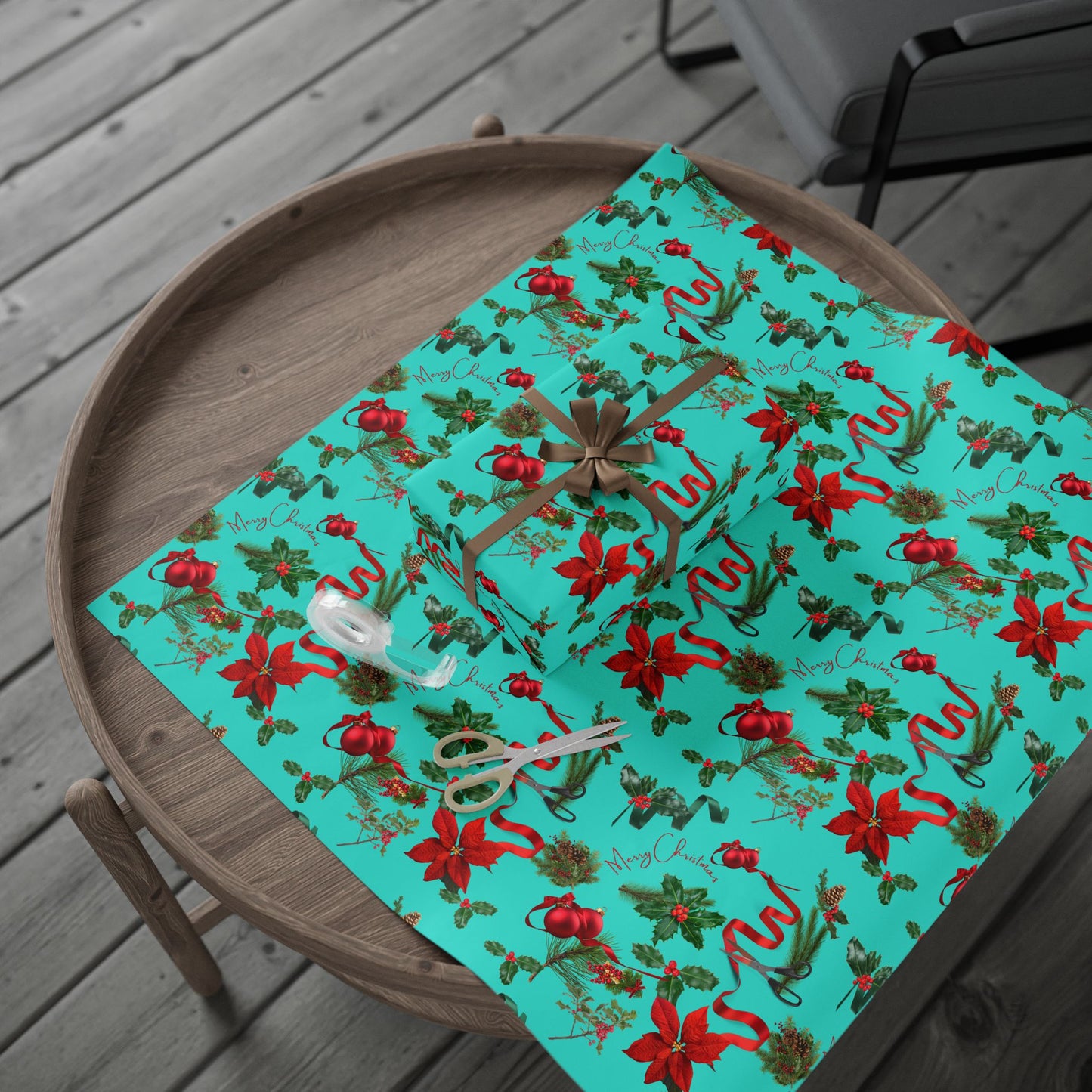 Merry Christmas Turquoise Wrapping Papers