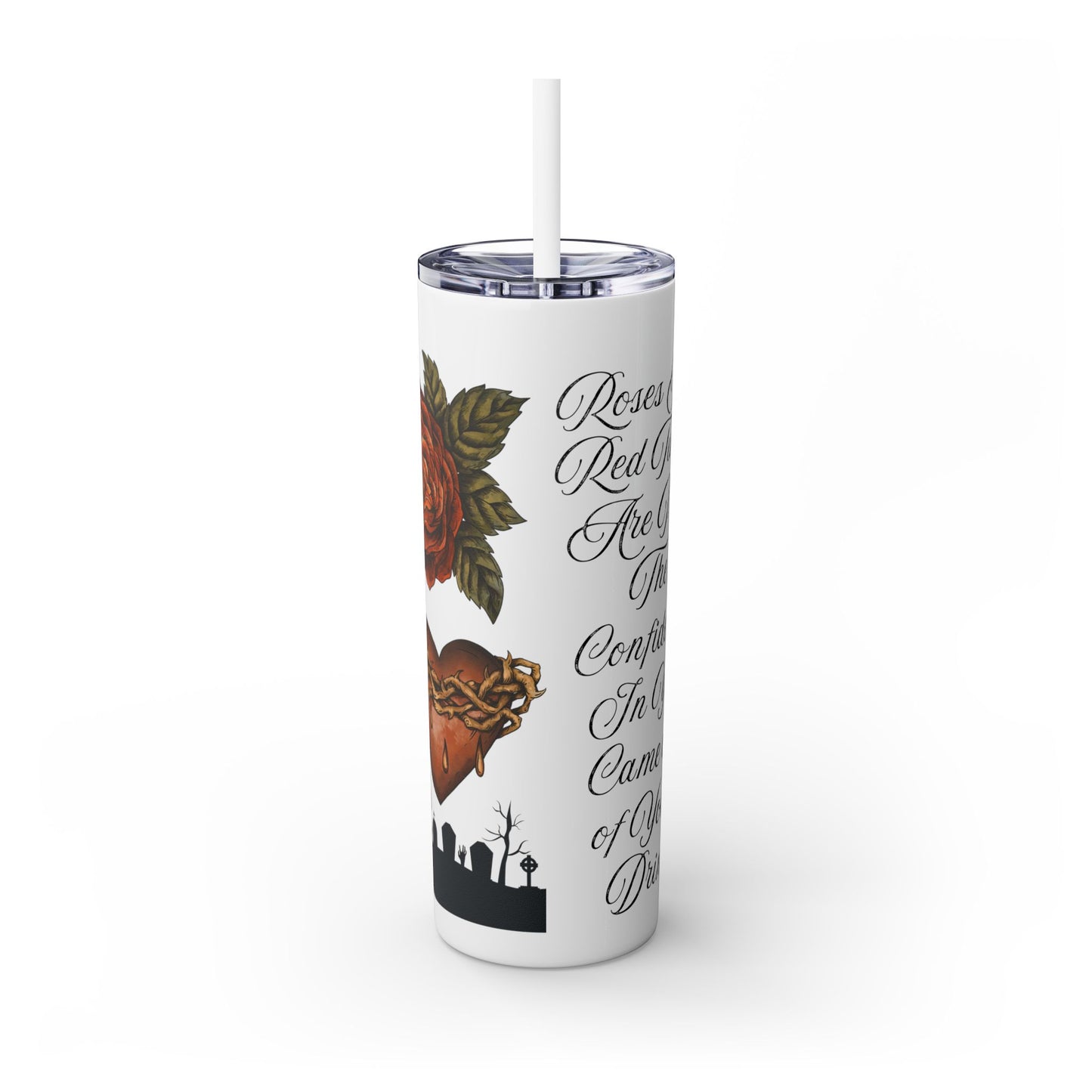 "Something Wicked This Way Comes" Skinny Tumbler with Straw, 20oz