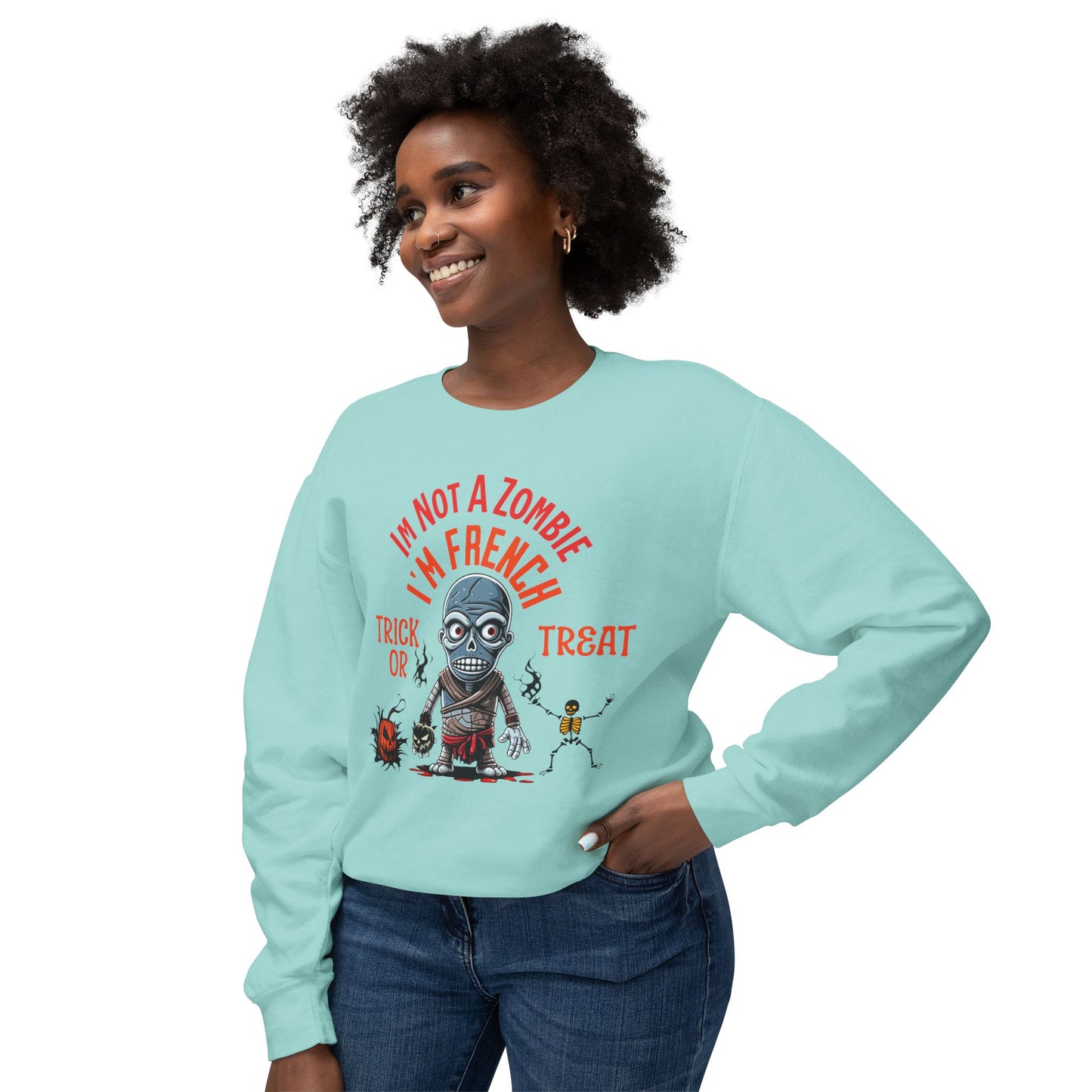 Zombie Trick Or Treater Sweatshirt - I'm Not A Zombie, I'm French