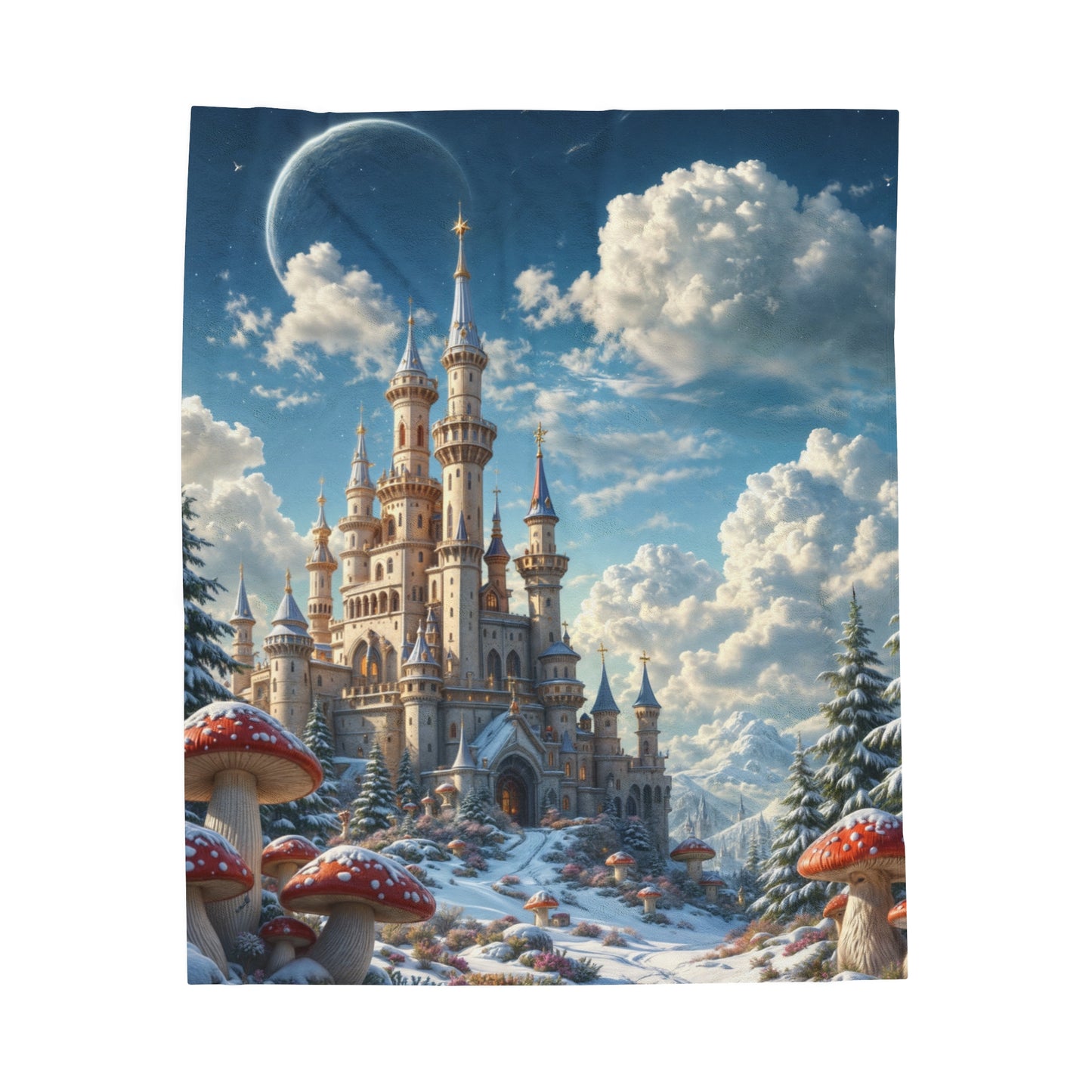 Enchanted Christmas Castle Velveteen Plush Blanket