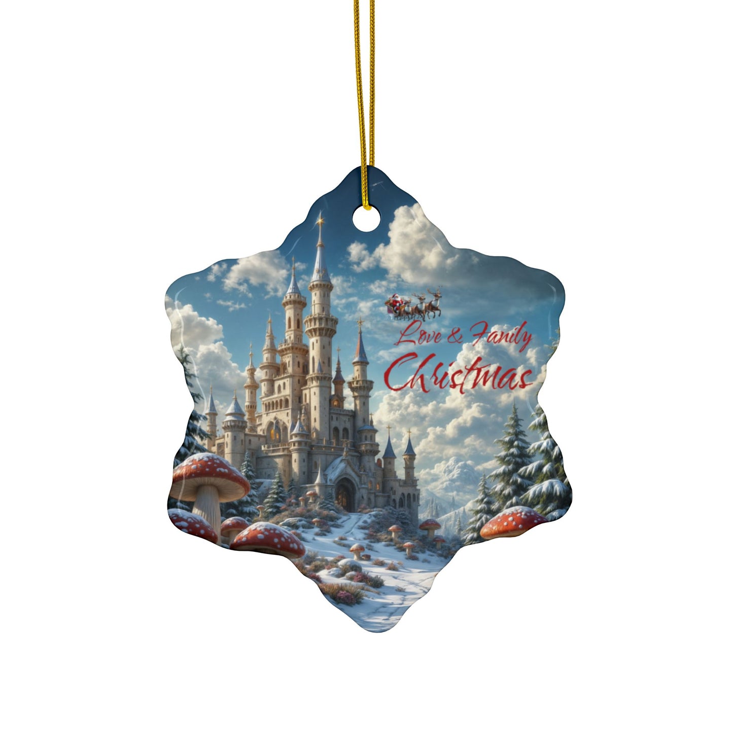 Love & Family Christmas Ornaments - Ceramic, 2-Side Print, (1pc, 3pcs, 5pcs, 10pcs)