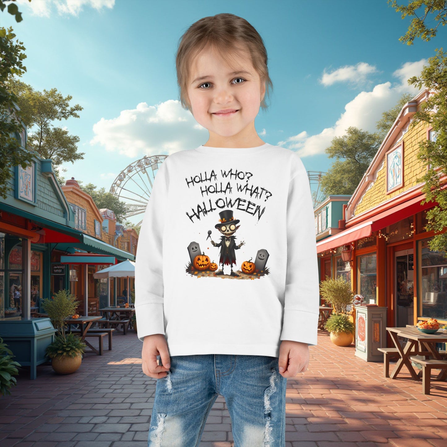 Toddler's "Holla Who, Holla What, Halloween" Long Sleeve T-shirt