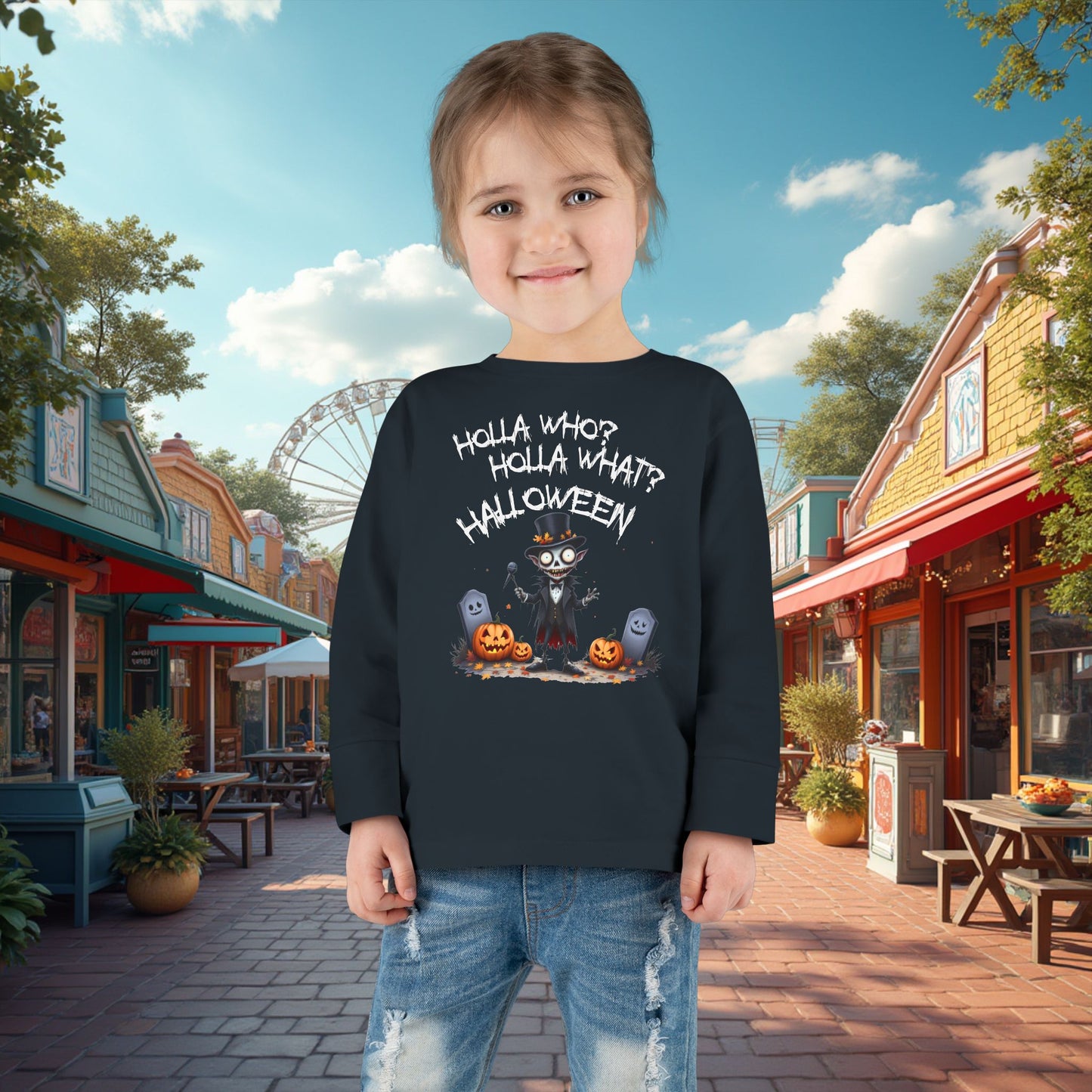 Toddler's "Holla Who, Holla What, Halloween" Long Sleeve T-shirt