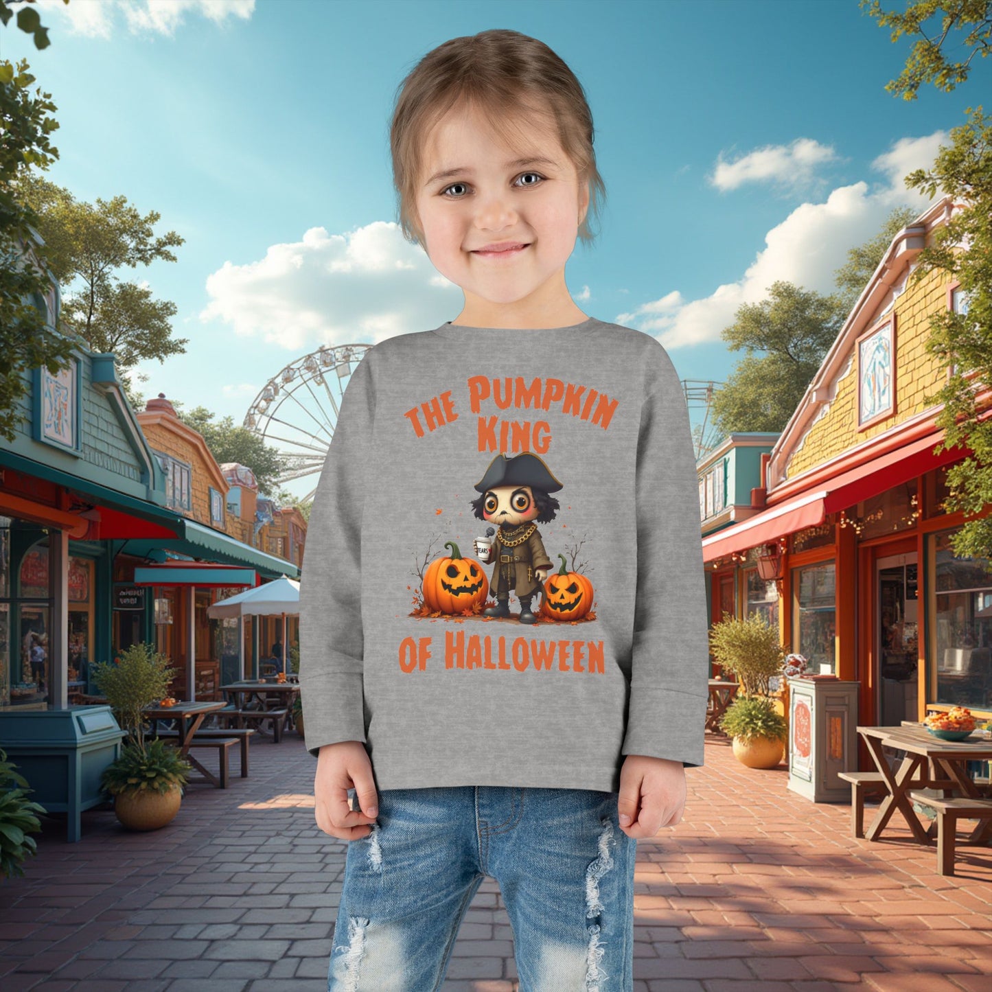 Toddler's Halloween Long Sleeve T-shirt "The Pumpkin King Of Halloween"