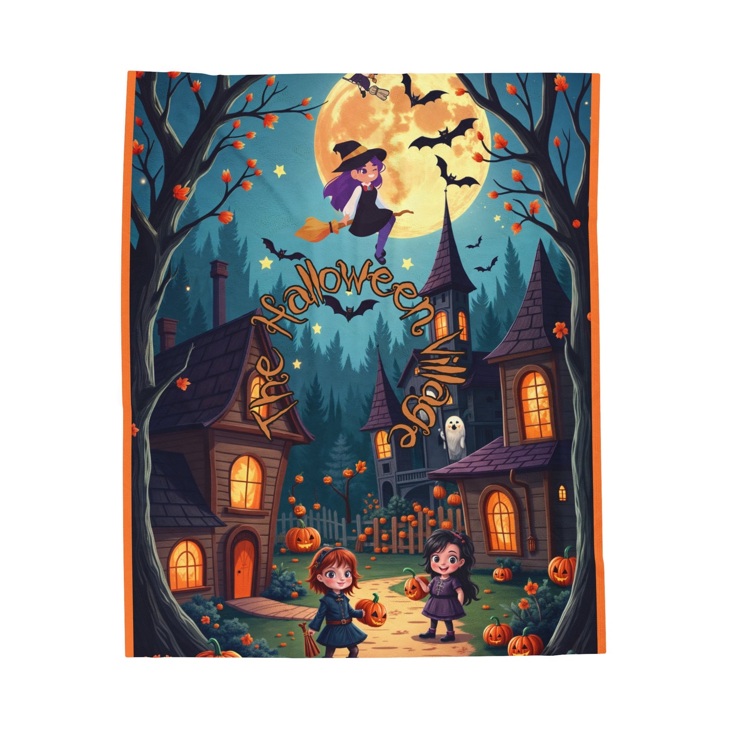 The Halloween Village Velveteen Plush Blanket