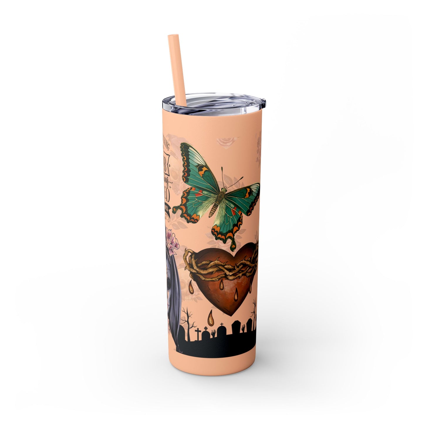 "Roses Are Red" Skinny Tumbler with Straw, 20oz