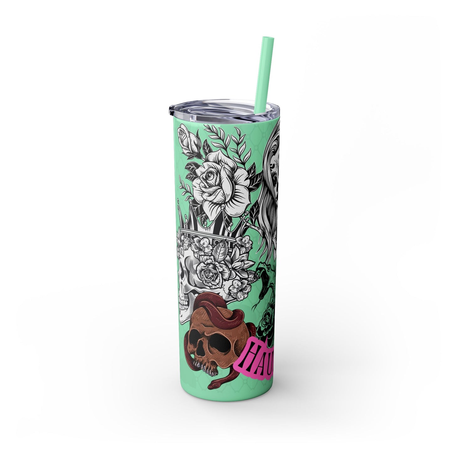 "Haunted" Skinny Tumbler with Straw, 20oz