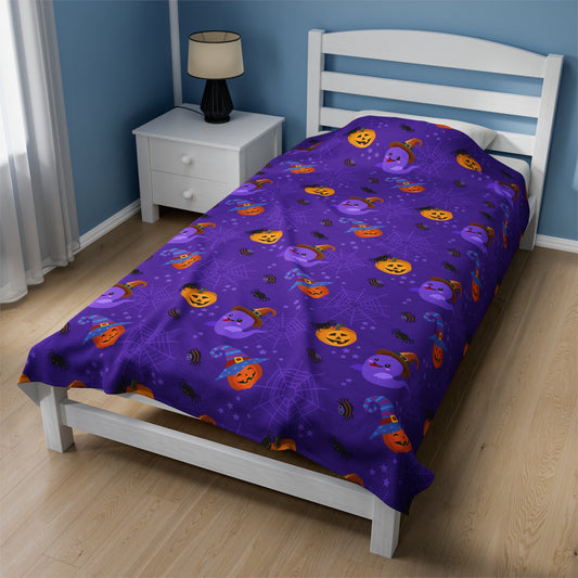 Purple Halloween Velveteen Plush Blanket