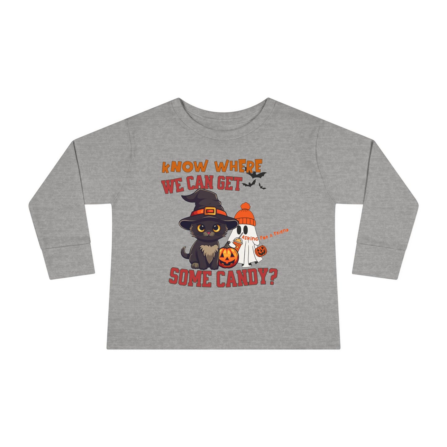 Toddler's Halloween Long Sleeve T-shirt "Know Where I Can Get Some Candy"