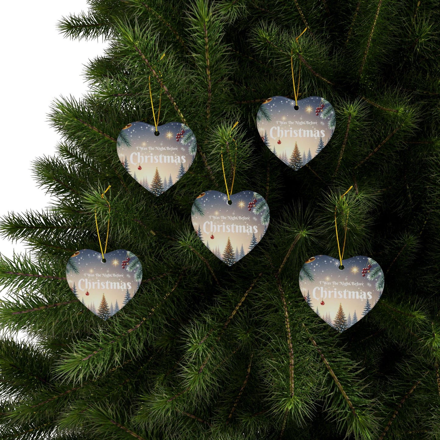 T'was The Night Before Christmas Ornaments - Ceramic, 2-Side Print, (1pc, 3pcs, 5pcs, 10pcs)