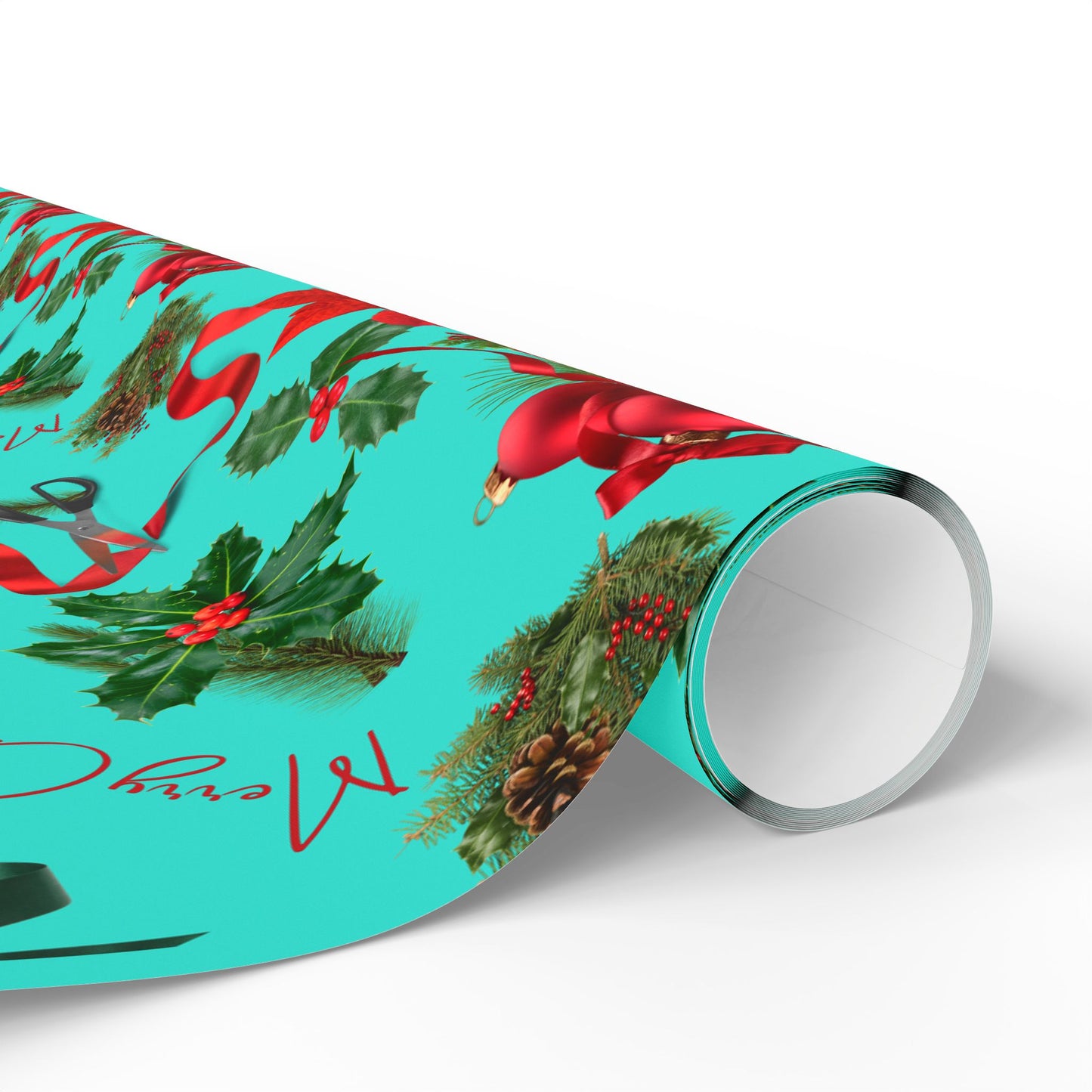 Merry Christmas Turquoise Wrapping Papers