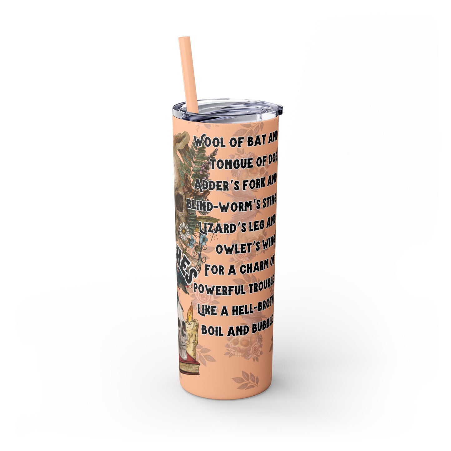 "Witches Spell" Skinny Tumbler with Straw, 20oz