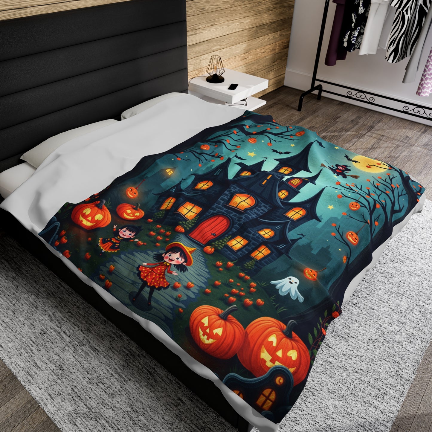 The Eve Before Halloween - Velveteen Plush Blanket