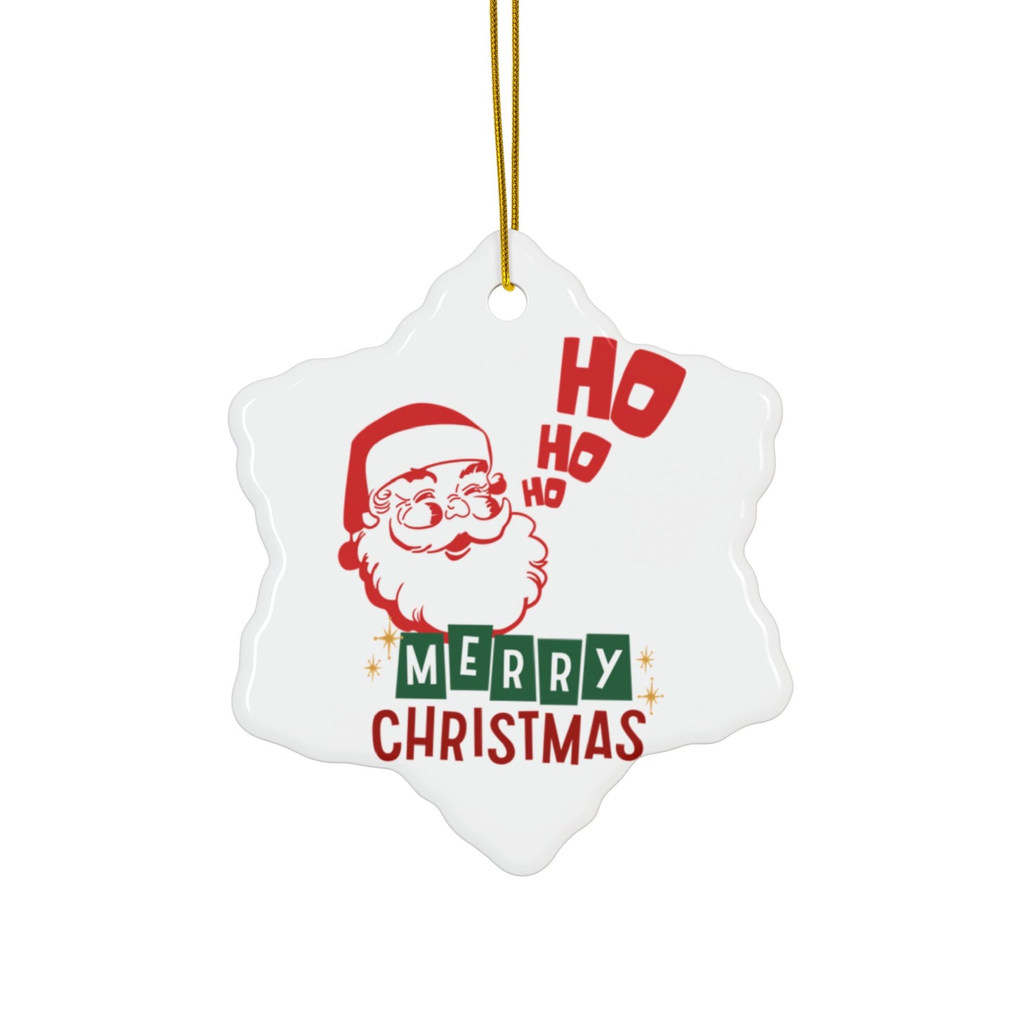 Santa's Ho Ho Ho Christmas Ornaments - Ceramic, 2-Side Print, (1pc, 3pcs, 5pcs, 10pcs)