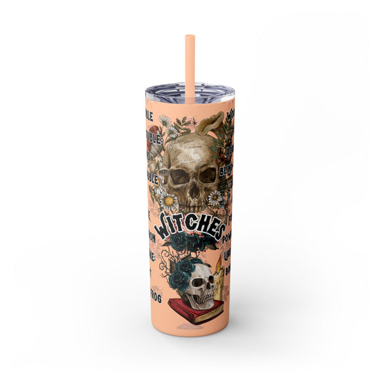 "Witches Spell" Skinny Tumbler with Straw, 20oz