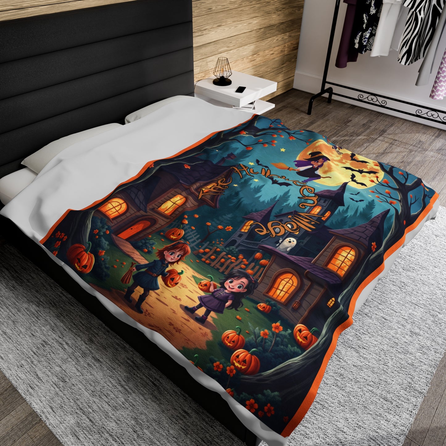 The Halloween Village Velveteen Plush Blanket