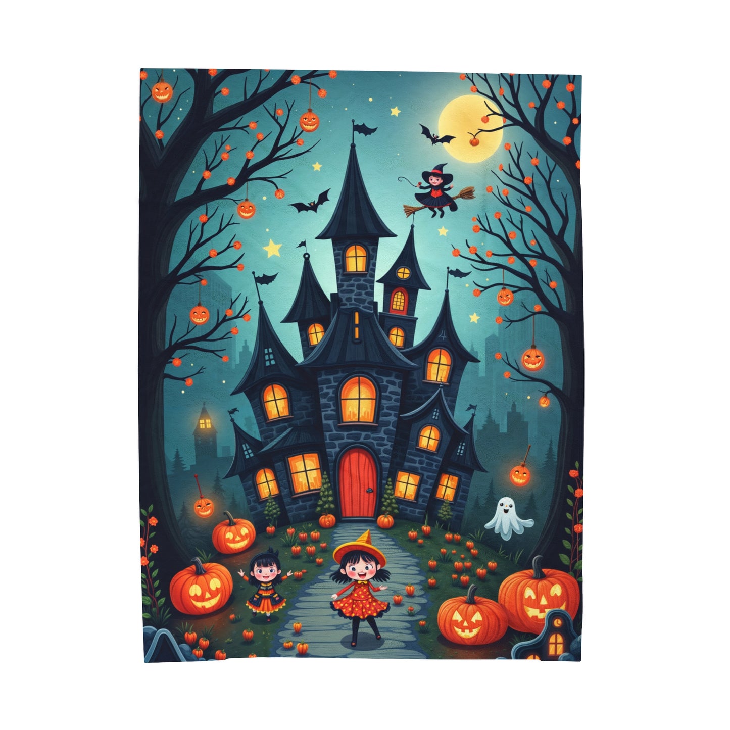 The Eve Before Halloween - Velveteen Plush Blanket