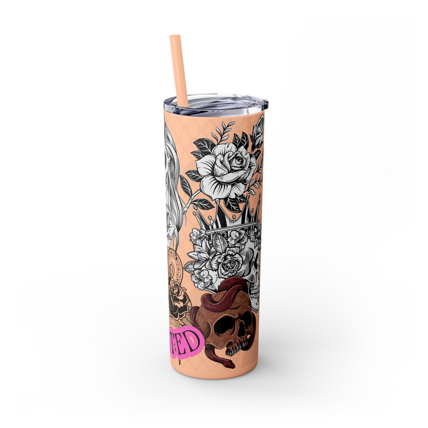 "Haunted" Skinny Tumbler with Straw, 20oz