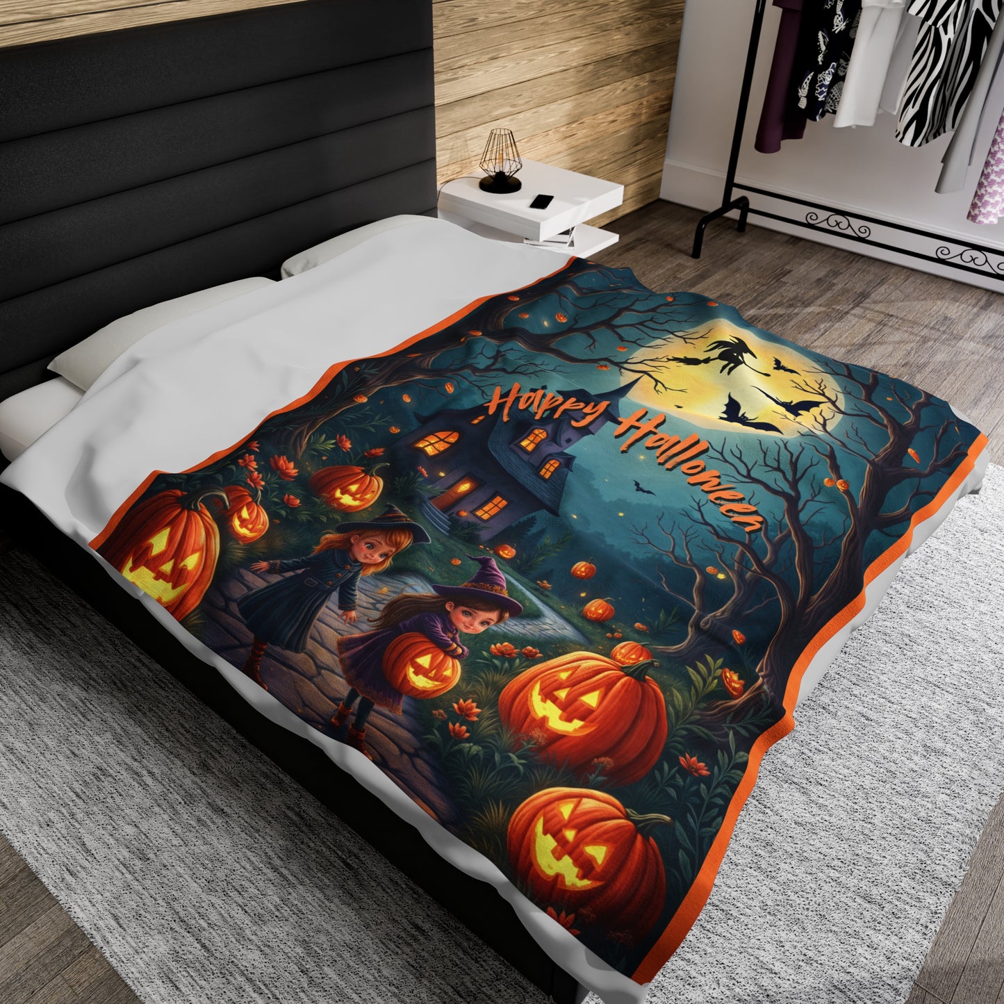 Happy Halloween Velveteen Plush Blanket