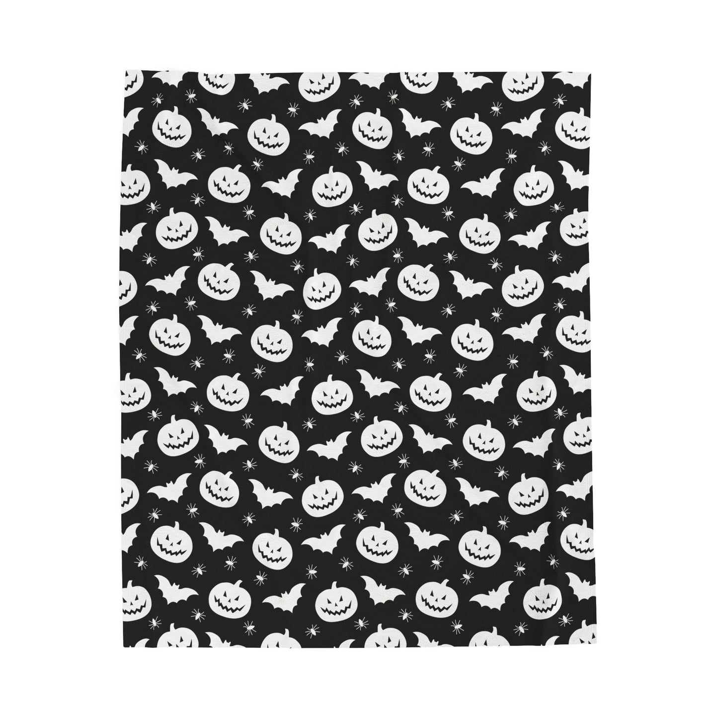 Black & White Pumpkin, Bat Velveteen Plush Blanket